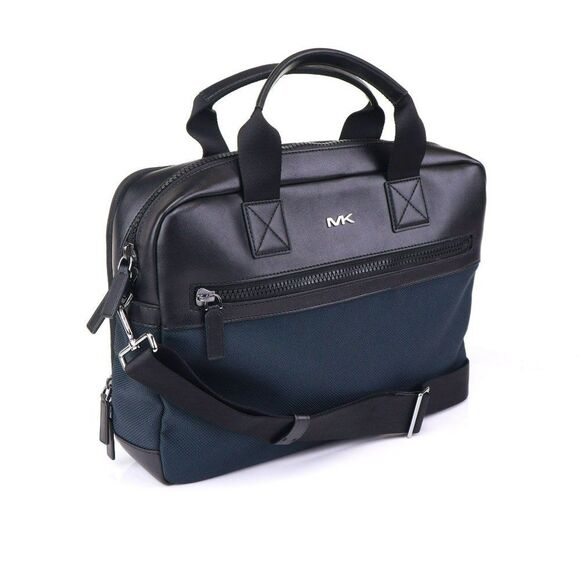 NWT Michael Kors Kent Sport Woven Double Zip Briefcase Navy $495+ - Picture 5 of 16